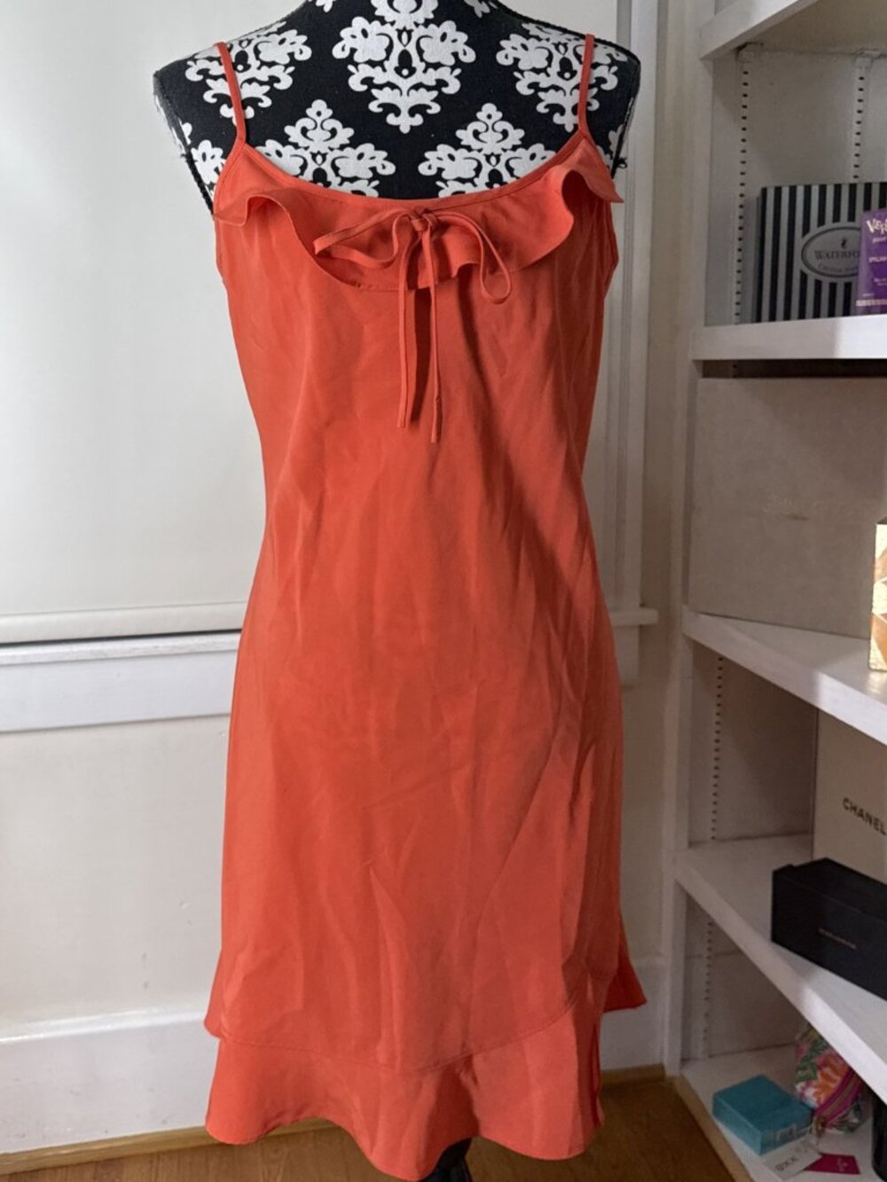 VTG Boutique Europa Women’s 10 Romantic ruffle slip burnt orange Dress
